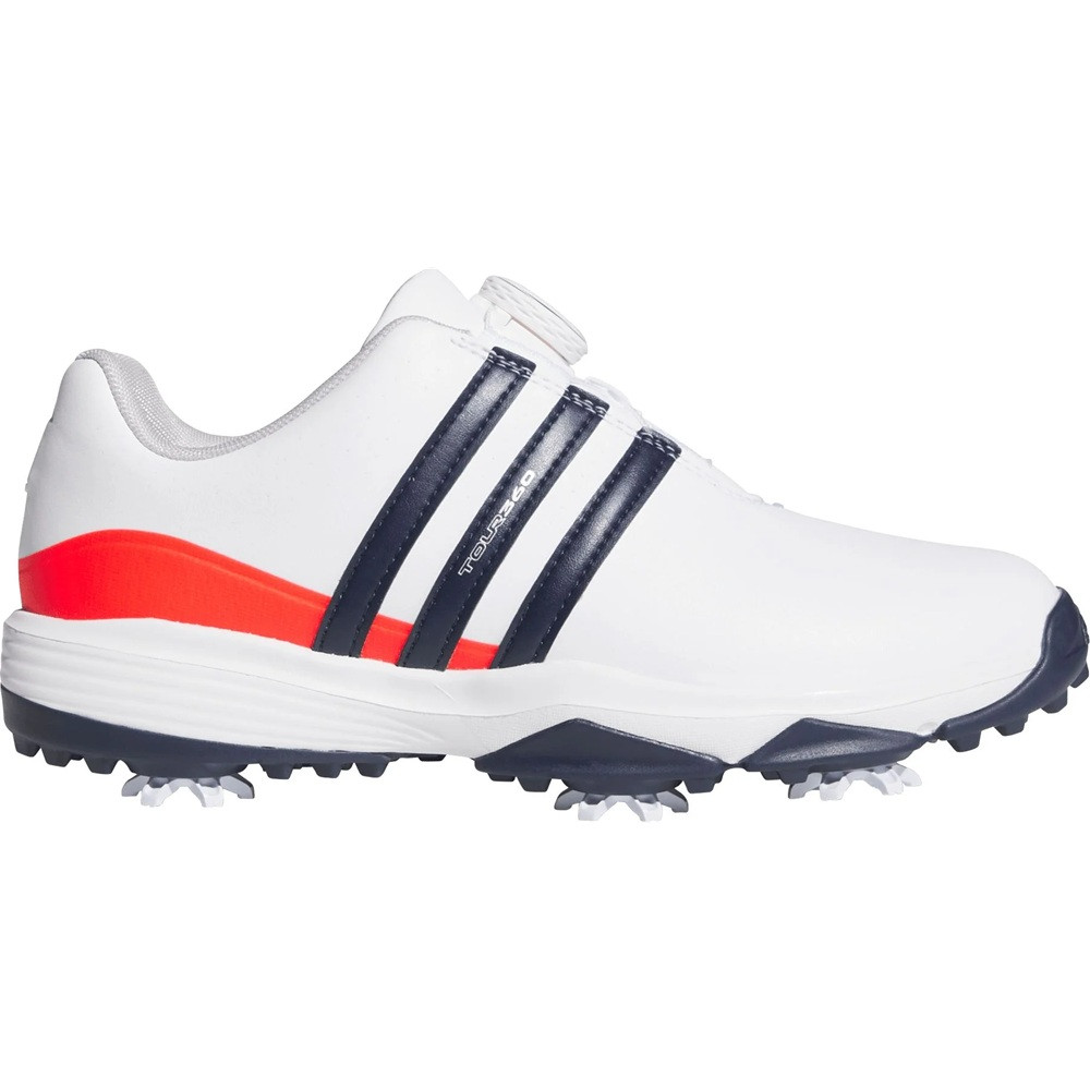 Adidas Junior Tour360 BOA 24 Shoes - White/Navy/Red - Maple Hill Golf